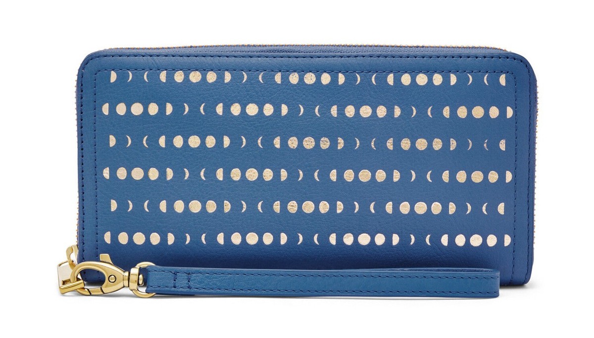 Purses For Women Fossil Logan Leather RFID Zip Around Wallet Wristlet - Macy's  Fossil Leather Clutch Wallet, image size:1200x684