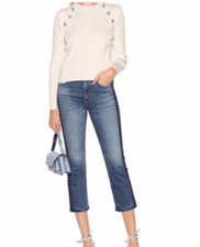 Veronica Beard Sweater XS Merino Wool Button Shoulder Raglan Preppy MSRP 375