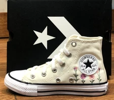 *NEW* LITTLE KIDS CONVERSE CT ALL STAR HIGH TOP FLROALS TOP EGRET (A11775F) 👍