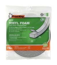 Vinyl Foam Tape - Moderate Compression, 3/4" W, 1/2" Thick, 10' L, Grey,Gray