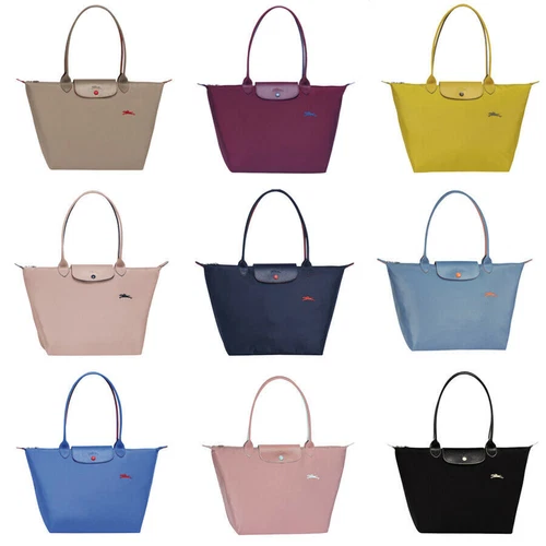 Pliage Nylon Tote Bag with Horse Embroidery Travel Handbag, Large