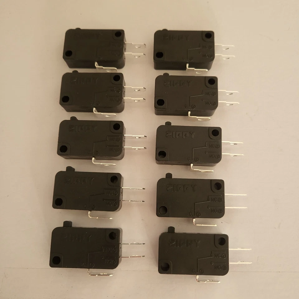 10 x Quality ZIPPY Micro Switch For Arcade Buttons (VM-P1F-00D0-Z) - 4.8mm Tags