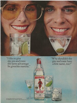 Vintage Print Ad Beefeater London Dry Gin - Close-Up Couple - Sep 1978 11''x8''