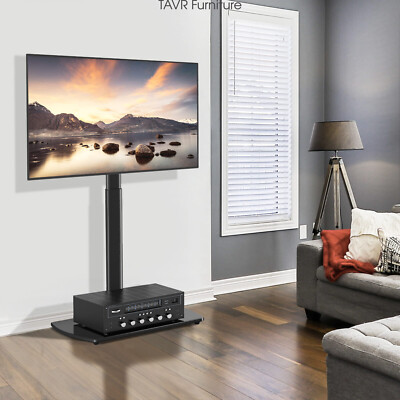 TAVR Universal Swivel Floor TV Stand with Mount for TVs up to 65 inch Glass Base