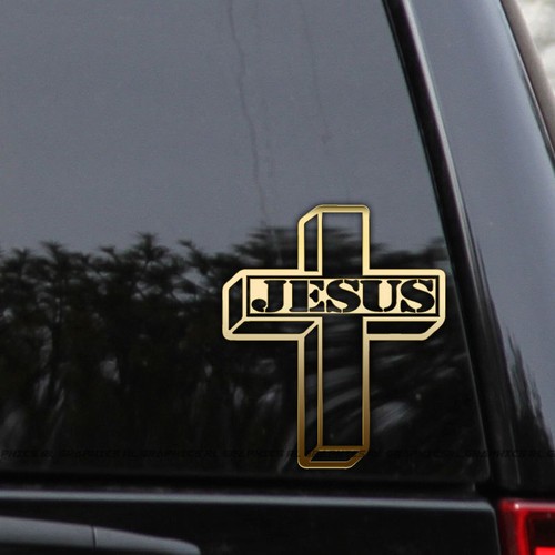 Jesus Cross Decal Sticker God Christian Religous Crucifix Car Window