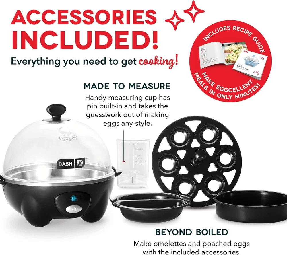 DASH Rapid Egg Cooker with 6 Capacity for Perfect Hard-Boiled Eggs Every Time