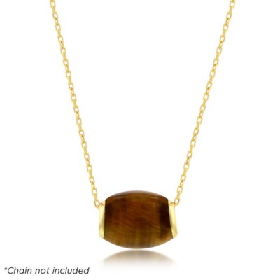 iJewelry2 - 14K Yellow Gold Oval Bead Slide Pendant - Tiger Eye