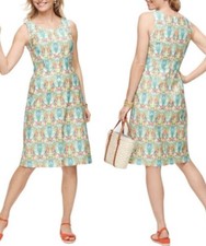 Talbots Button Front Sheath Dress-Parrots/Palm Trees/Tropical/Preppy-Size 8