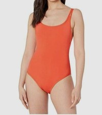  299 Jets Swim Women's Orange Scoop Neck Double Strap One Piece Swimsuit Size 6