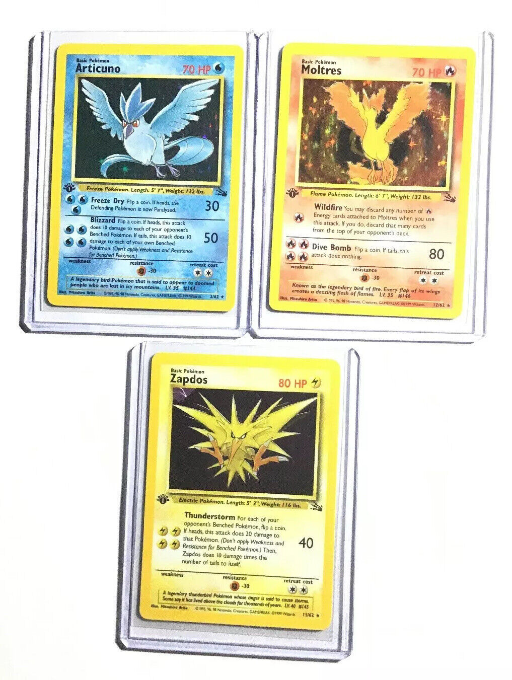 Articuno - Zapdos - Moltres - Pokemon Legendary 3 Card Lot -  036/195-048/185-021/172 - Silver Tempest