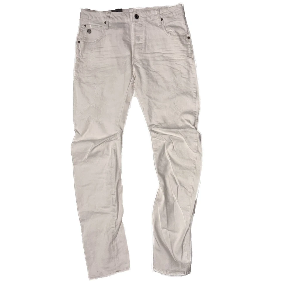G-STAR Hombre Teniente Jeans ajustados 3D de arco blanco restaurado envejecido 65 PVP £80