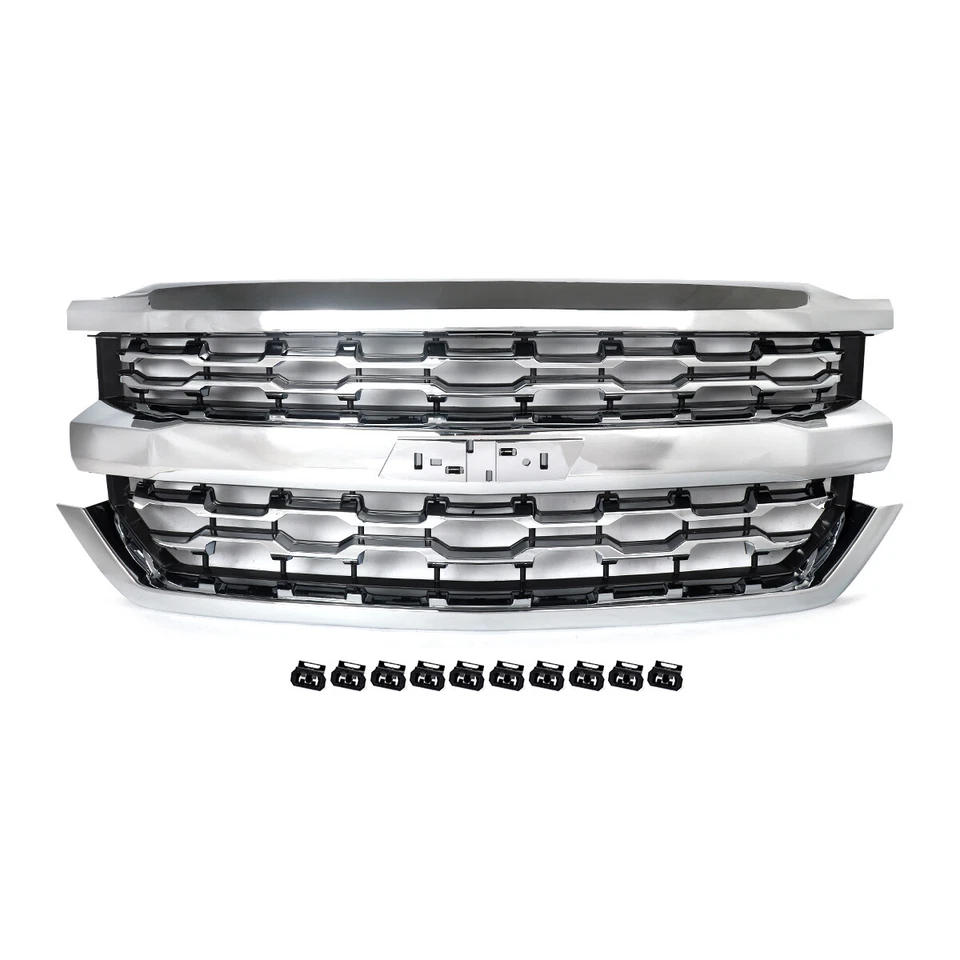 For Chevrolet Silverado 1500 LTZ 2016-2018 Chrome Front Bumper Grille Assembly Foto 3 de 4