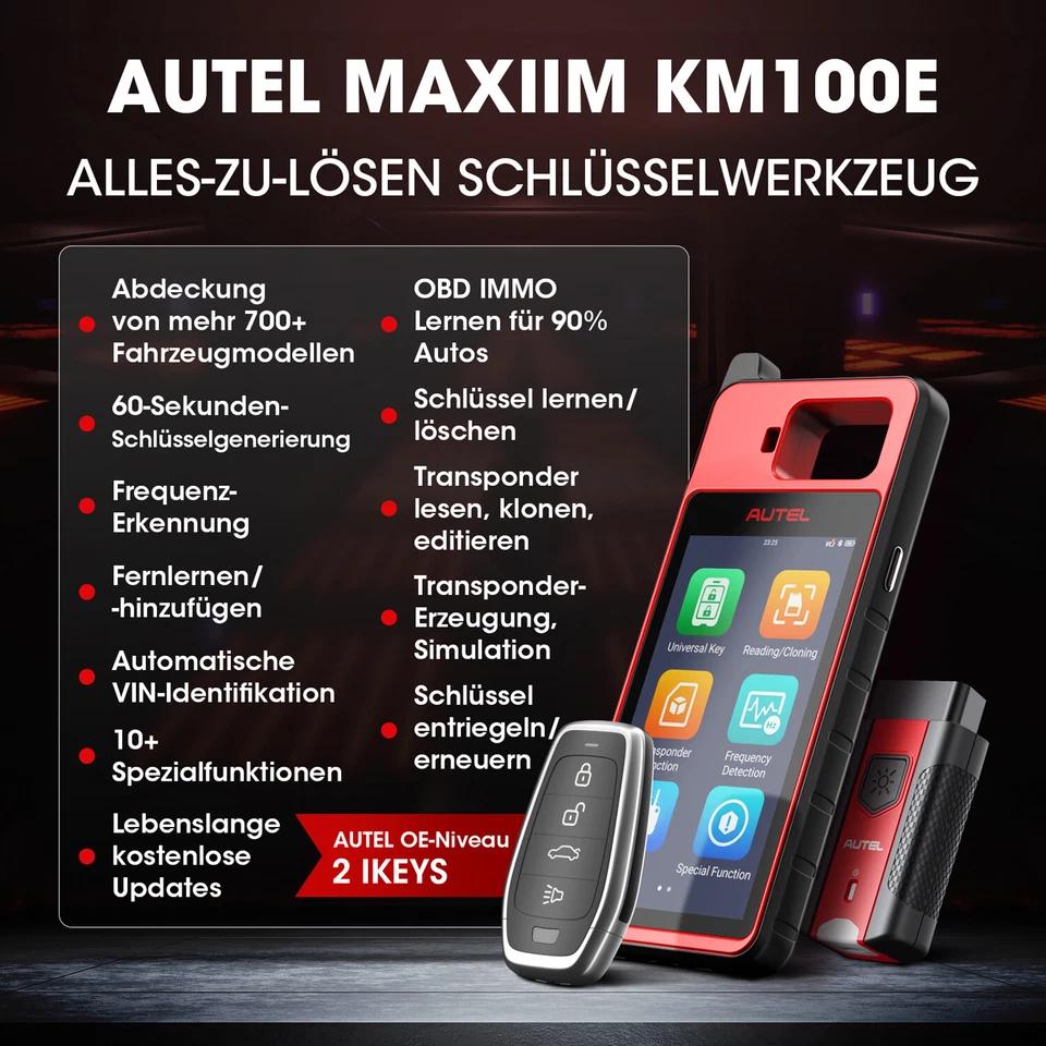 2025 AUTEL KM100 Schlüsselgenerierung IMMObilizer 60sFaster Key FOB PROGRAMMING - Bild 3 von 4