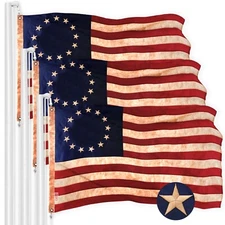 NEW G128 Betsy Ross Tea-Stained Flag 3-Pack 2x3 FT, Embroidered Polyester