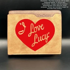 Custom I LOVE LUCY Leather Bi Fold Wallet - Laser Engraved Wallet