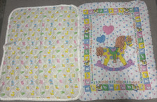 Vintage Baby Blankets ABC's Rocking Horse Heart Balloons Ducks Animals