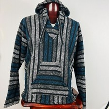 Baja Hoodie Hippie Rasta Surfer Pullover Jacket Mexican