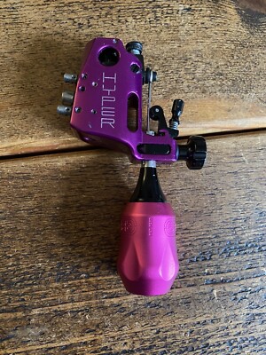 Stigma Hyper V3 Tattoo Machine. Pink. With Fk Irons Dark Lab Grip