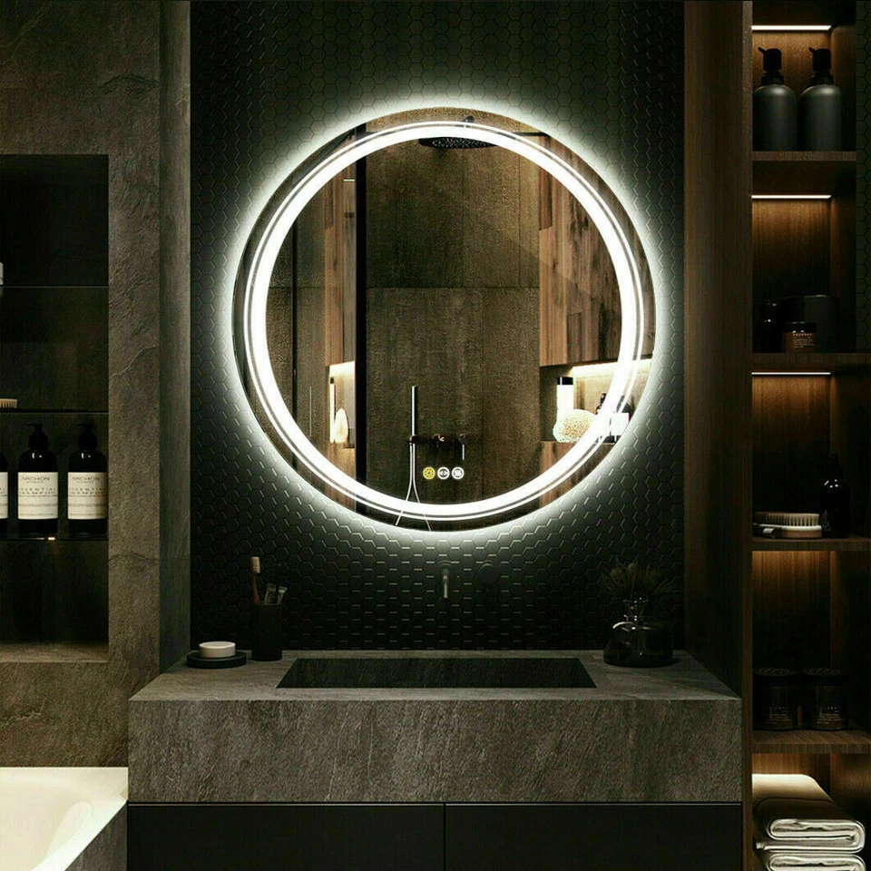 20"-32" Oval/Circle LED Bathroom Mirror Vanity Wall Makeup Mirror Anti-fog Touch - Image 2 of 4