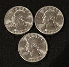 (3) 1964 D Washington Quarters - Lot Of Three Silver Coins  * Uncirculated