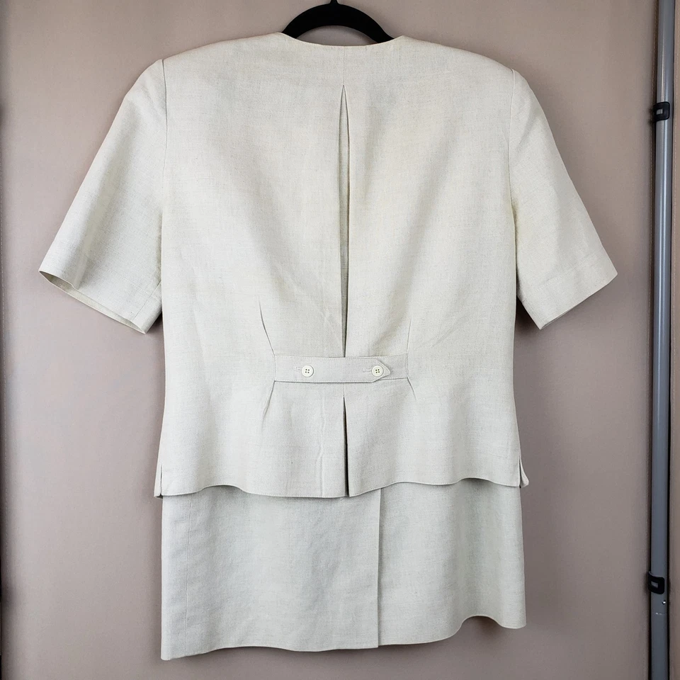 Traje Falda Rodier Vintage Euro 40/42 EE. UU. 8/10 Lino Mezcla Algodón Hecho en Francia  Foto 2 de 4