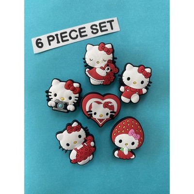 6x Hello Kitty Niedliche Mädchen Schuh Charms für Crocs Schuhe. PVC Clog Zubehör