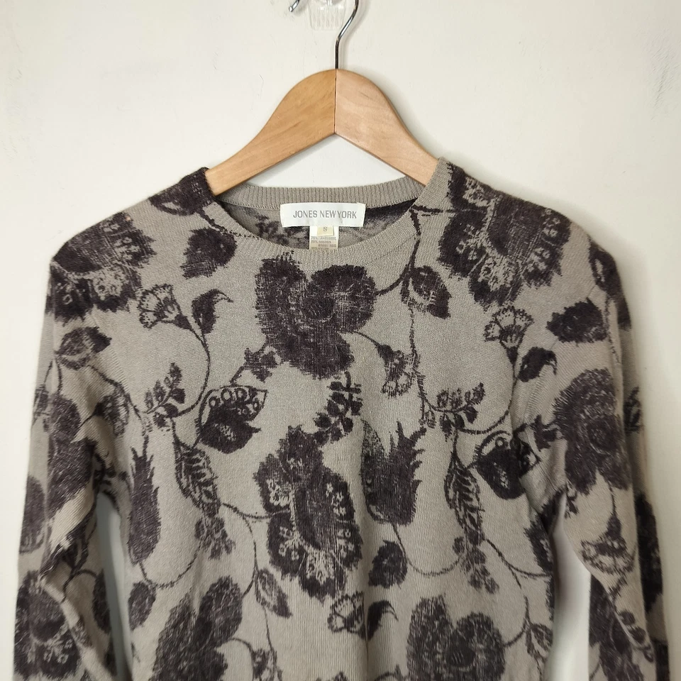 Suéter De Colección Jones New York Floral Lana de Cordero Angora Para Mujer Pequeño De Colección Y2K Foto 2 de 4