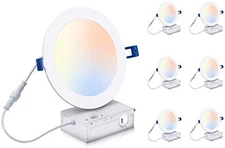 CLOUDY BAY 6" Selectable Dimmable LED Recessed Light 15W White 6 Pack