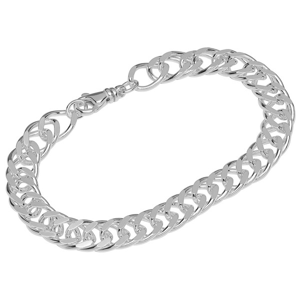 Armband 925 Sterling Silber 23Cm Doppel Panzerkette Weit Geschliffen Armkette-image