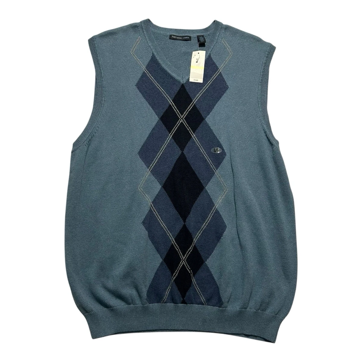 KTWOLEN Herenvest gebreide trui slim fit Vhals argyle casual trui mouwloos voor herfst en winter Dgrijs L Groen