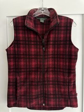 Woolrich Red Black Hunt Buffalo Plaid Fleece Vest Women  s Small, Full Zip