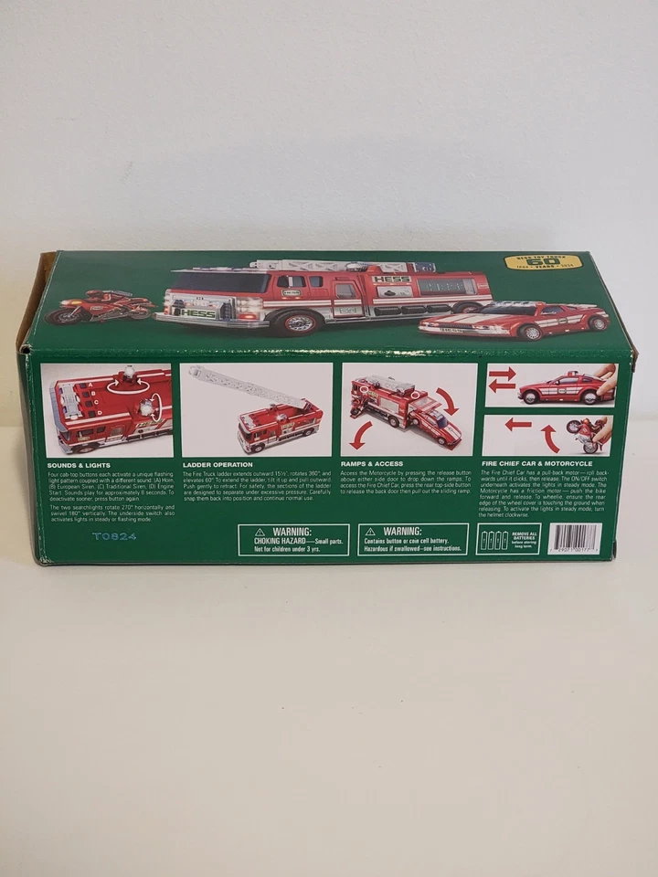 Camión de Bomberos Hess 60 Aniversario 2024 con Coche y Moto Nuevo Caja Abierta Foto 4 de 4