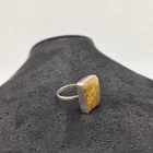 Vintage .925 Silver Ring with Yellow Brown Stone Set Size O ½