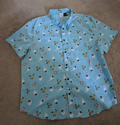 Rare Think Geek Disney Wall-E Button Up Hawaiian Shirt Size XXXL *New w/o tags*