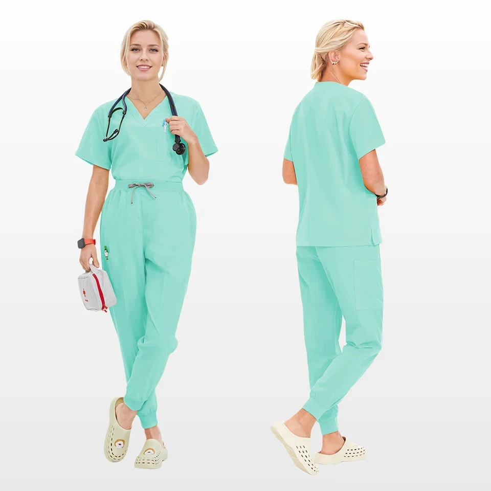 Summer Medical Scrub Hospital Uniform Doctor Nurse Workwear Nursing Suit Clothes - Image 2 of 4