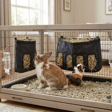 With 1KG HAY Rabbit Guinea Pig Hay Bag Feeder Dispenser Hanging Pouch