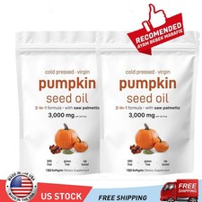 Pumpkin Seed Oil Saw Palmetto 3000mg 180 Softgels Bladder Health, Immune Support