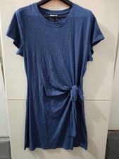 GAP Dress Womens L Blue ForeverSoft Sarong Knotted Mini Short Sleeve Jersey New