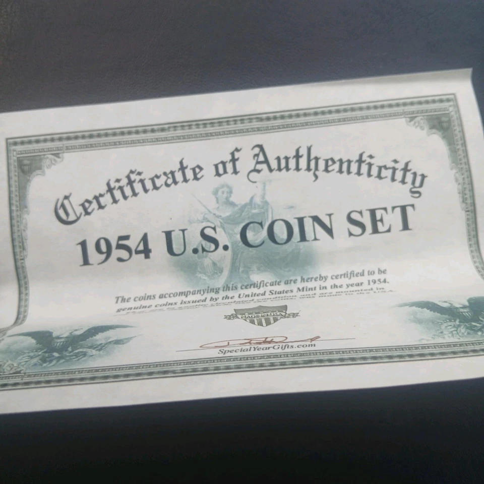 1954 U.S. Coin Set with Certificate of Authenticity - Image 2 of 4