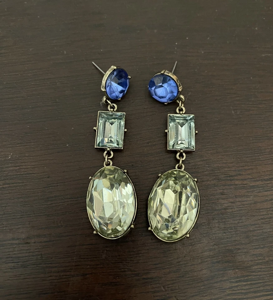 Pendientes colgantes apilados Sugarfix Baublebar piedras verdes azules gruesas grandes Foto 2 de 4