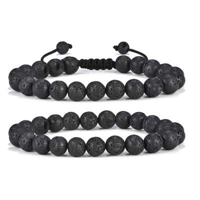 YONGSHUN 7 Chakra Bracelet - Lava Rock Beads For Stress Relief & Aromatherapy, Unisex Style, Black Lava