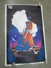 Friendship Brigade 1971 black light poster vintage peace love ship C418