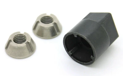 LPF M8-1.25 T-Groove Tamper Proof Security Nuts x 2 & Tool Socket Stainless Tri 8mm