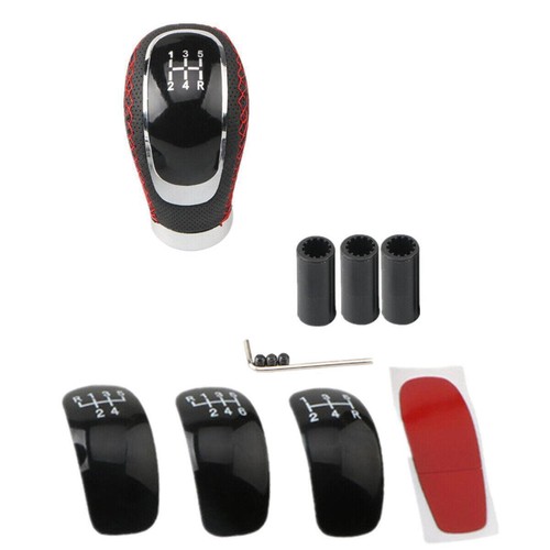 5/6 Speed Car Gear Shift Knob+3 Cap Cover Leather Manual Shifter Lever Universal - Picture 8 of 15