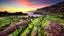 Landscape sunset horizon stones nature mountains sea sky Custom Gaming Mat Desk