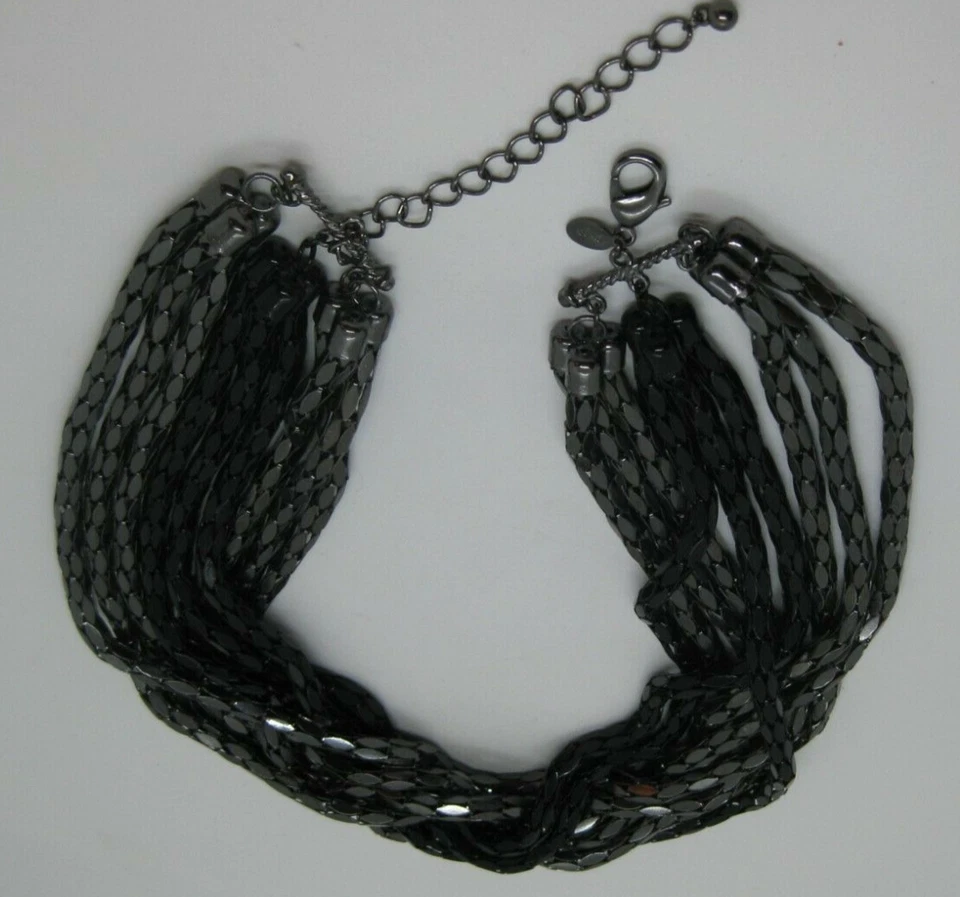 Металлическое ожерелье Joan Rivers TORSADE 18 нитей длина 21 дюйм черное 4-сторонние секции - Изображение 2 из 4