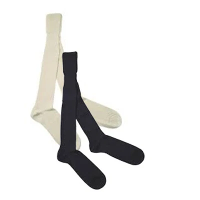 BRITISH MILITARY Genuine British Army Wool / Nylon - WHITE-NAVY Long Thin Socks Stockings - NEW