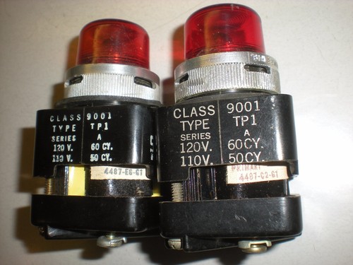 Lot of (2) Square D Type TP1 Panel Lights - 120V - Red Lens - Bayonet Base - Picture 3 of 5