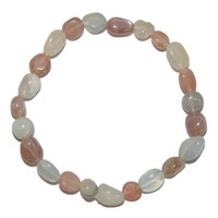 Mondstein Natur Dunkel Und Hell Trommelstein Armband Auf Stretchband