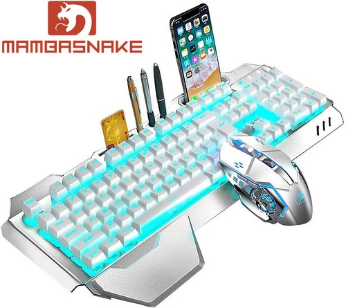 3800mAh Battery Wireless Gaming Keyboard and Mouse Wrist Rest for PC MPS4 PS5 - Picture 1 of 21